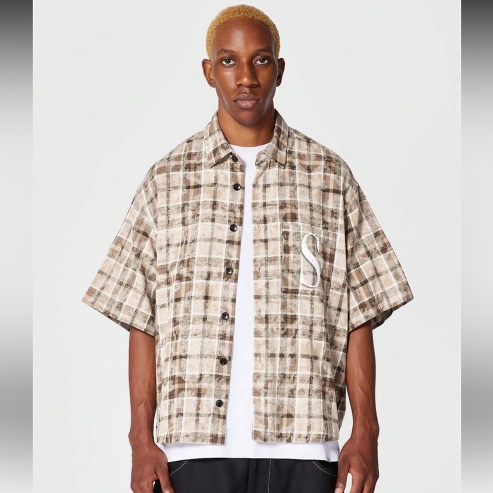 Sumwon Oversized Fit Plaid Button Down Shirt